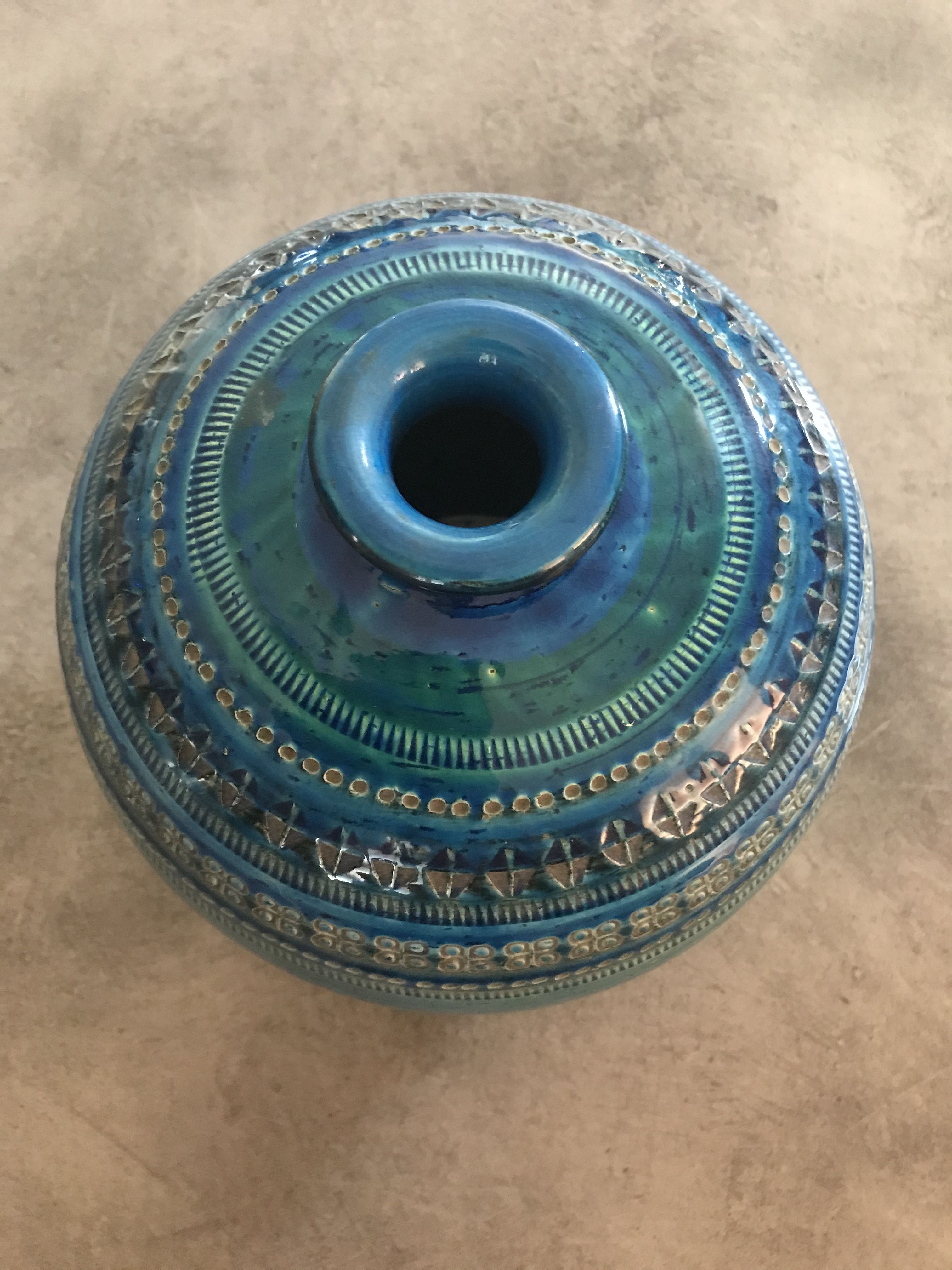 Vase ceramic blue Aldo Londi for Flavia Montelupo faïence vintage 60/70 italy