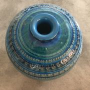 Vase ceramic blue Aldo Londi for Flavia Montelupo faïence vintage 60/70 italy
