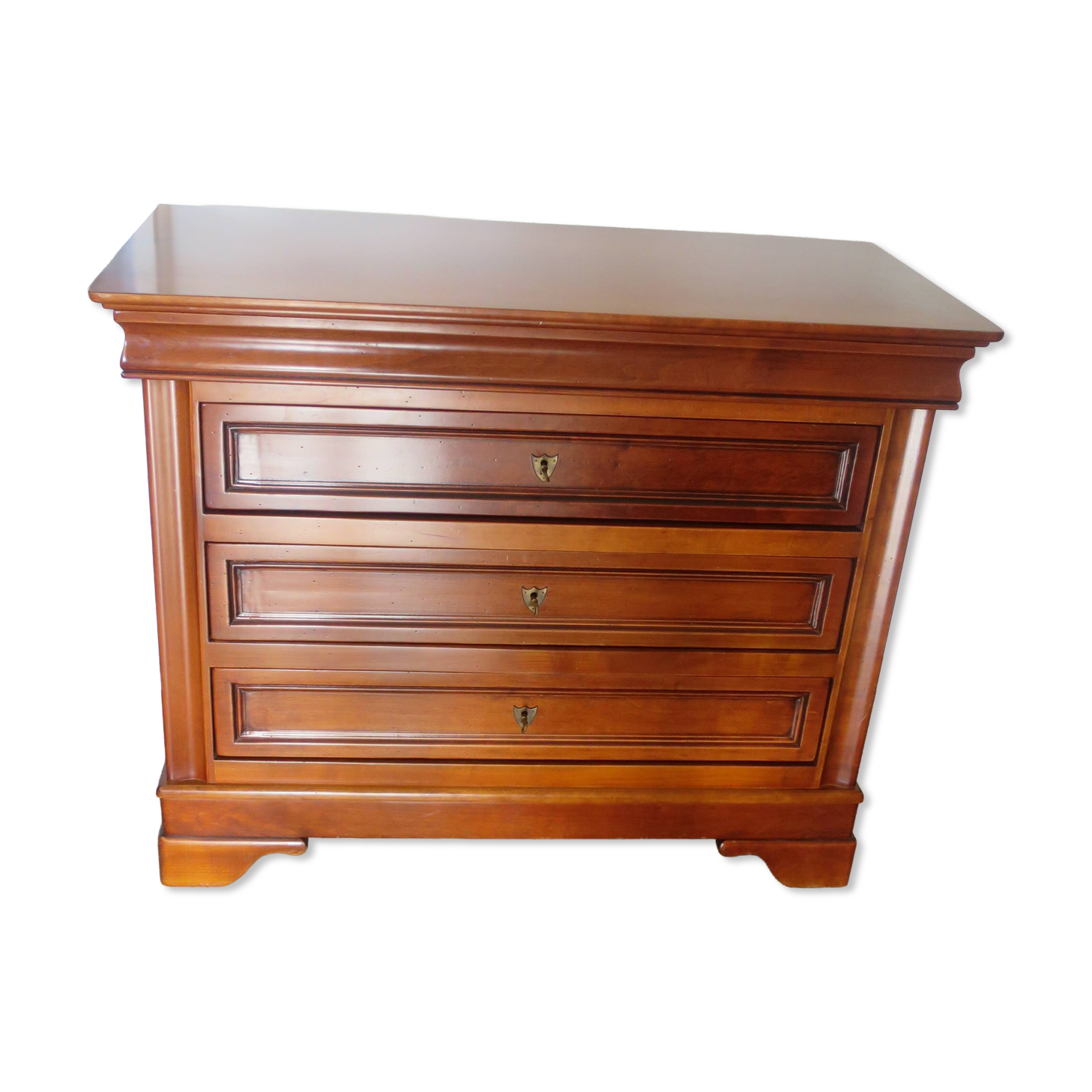 large curved chest of drawers - solid wood - cherry - 4 drawers - Louis Philippe