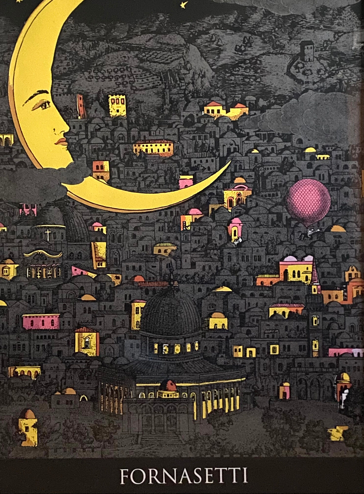 Piero Fornasetti, "Notte su Gerusalemme" serigraph, Graphique de France 1993