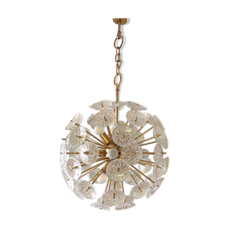 Suspension Val Saint Lambert crystal sputnik 55 cm gold vintage 50/60