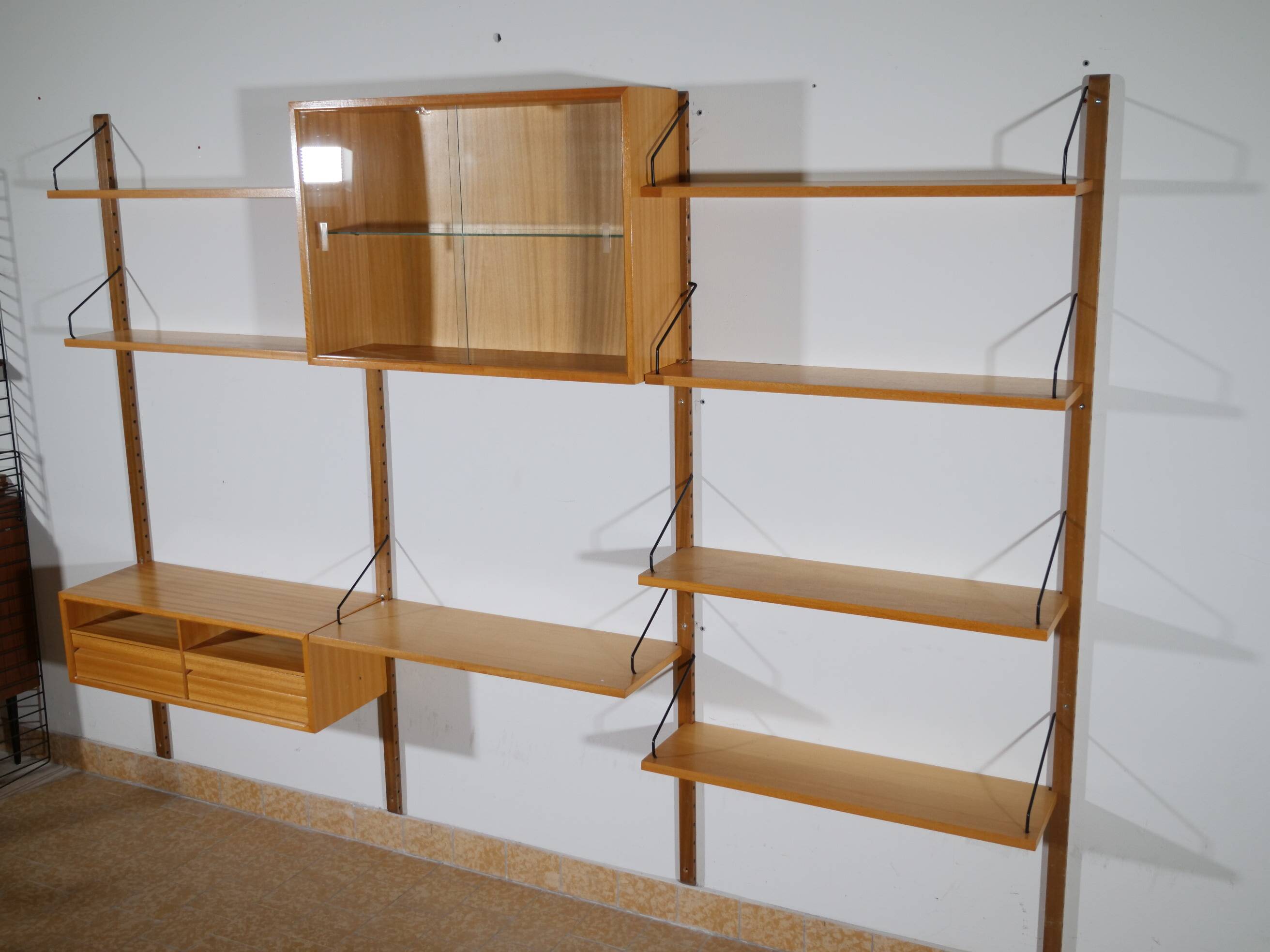 Poul cadovius modular shelving wall system royal, oak, danish design,1960s