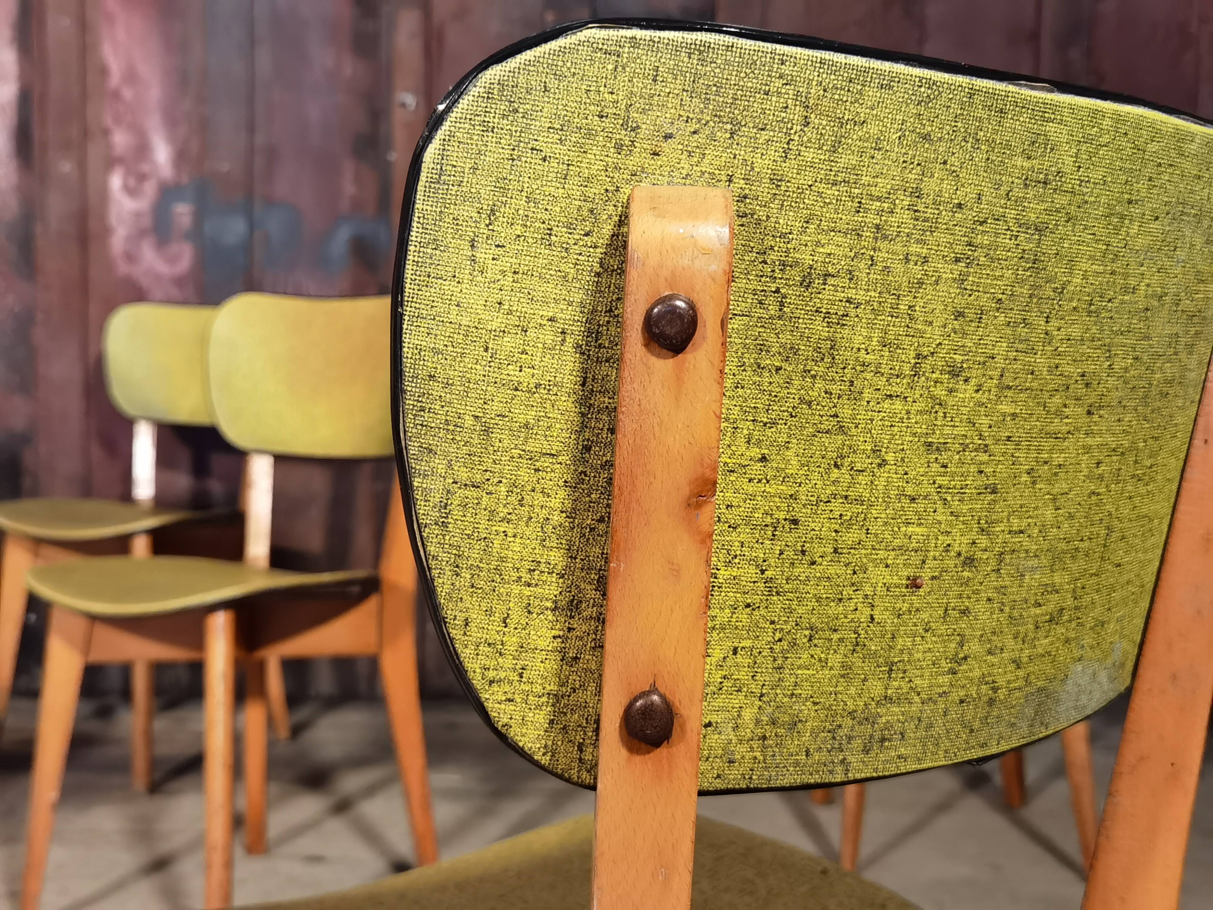 Lot of 6 chairs compass feet 1970