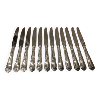 12 silver-plated dessert knives, Ercuis silversmith, Louis XV style, 29