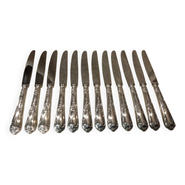 12 silver-plated dessert knives, Ercuis silversmith, Louis XV style, 29