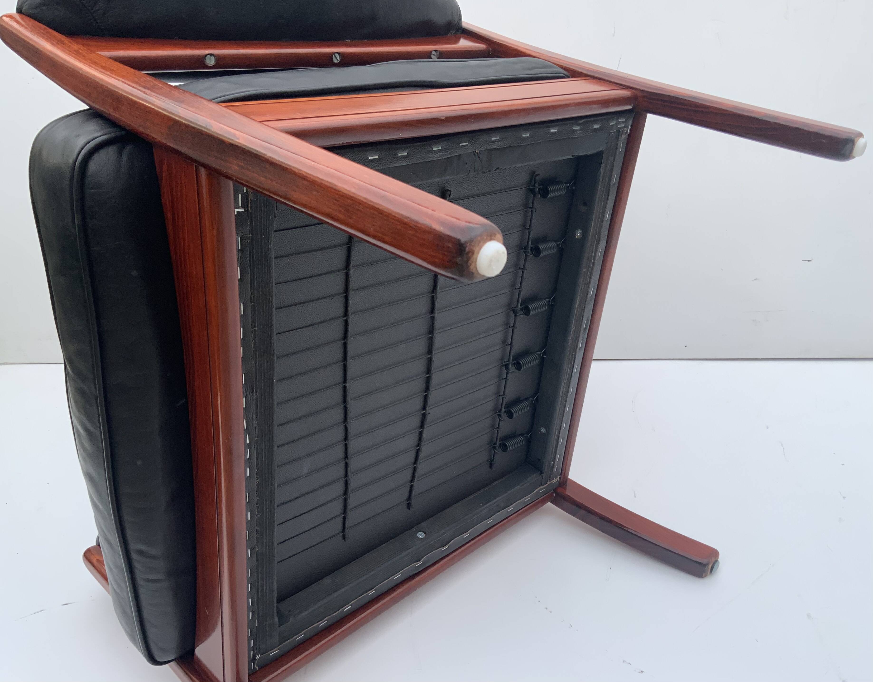 Vintage black leather lounge chair by gote mobler 1970s