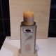 Patinated wooden candle holder, engraved with metal cup, sea decoration