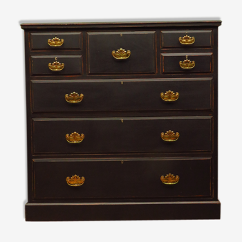 Substantial antique painted black chest of drawers