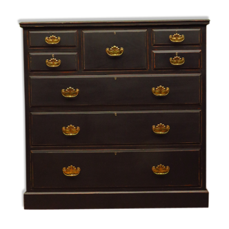 Substantial antique painted black chest of drawers
