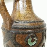 Rustic Ceramic Jug: 1970s West German Pottery Vase, Boho Decor