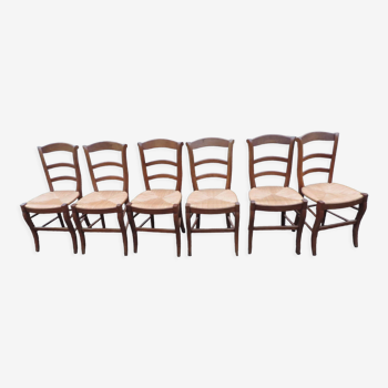 Lot de six chaises en chêne 1970