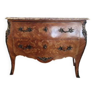 Louis XV style commode, pink and ochre marble.