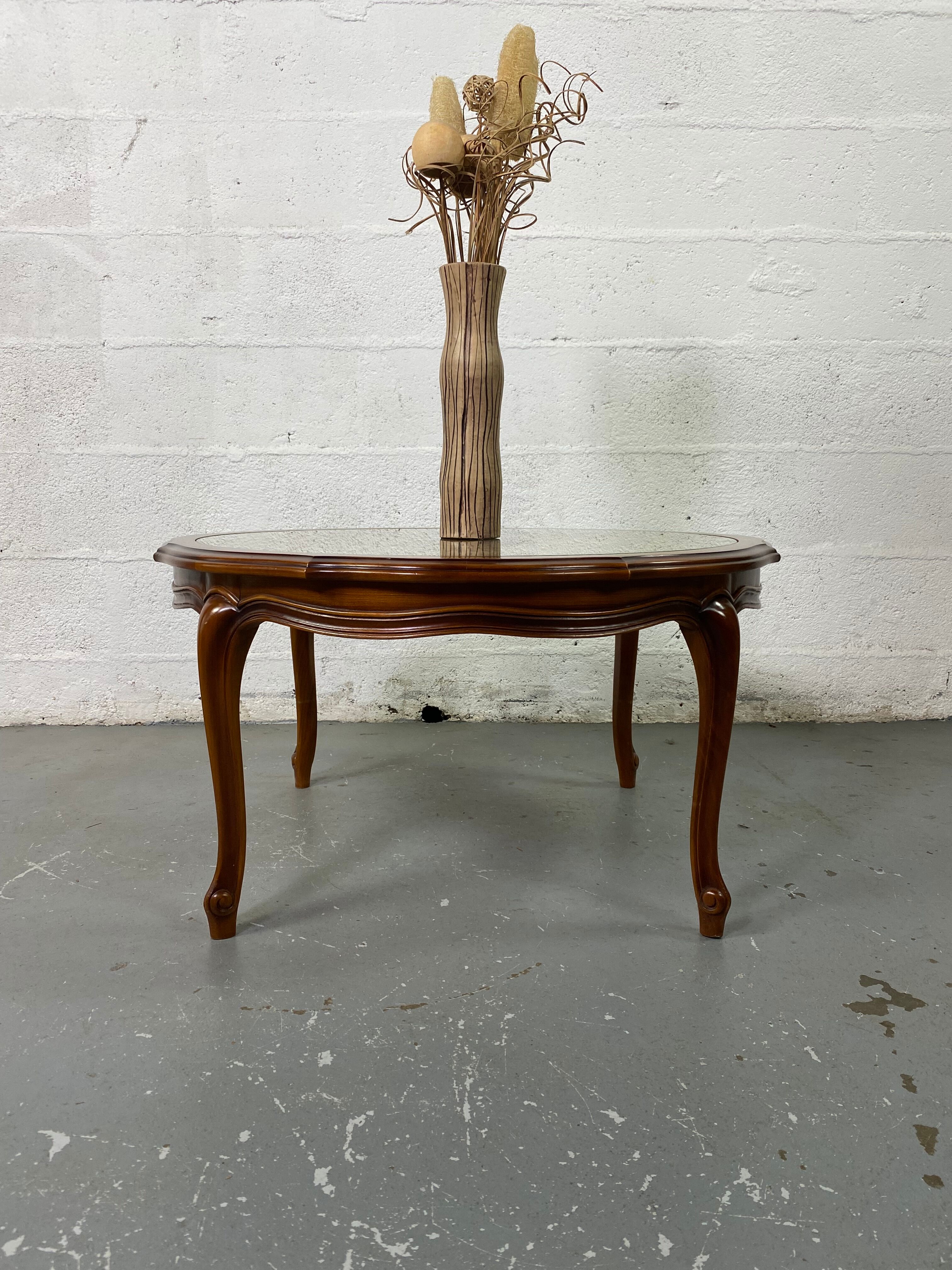 Chippendale Coffee Table in Wood, Canning and Glass