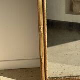 Large gilded mirror 19th century rounded corners mercury glass Louis XVI style