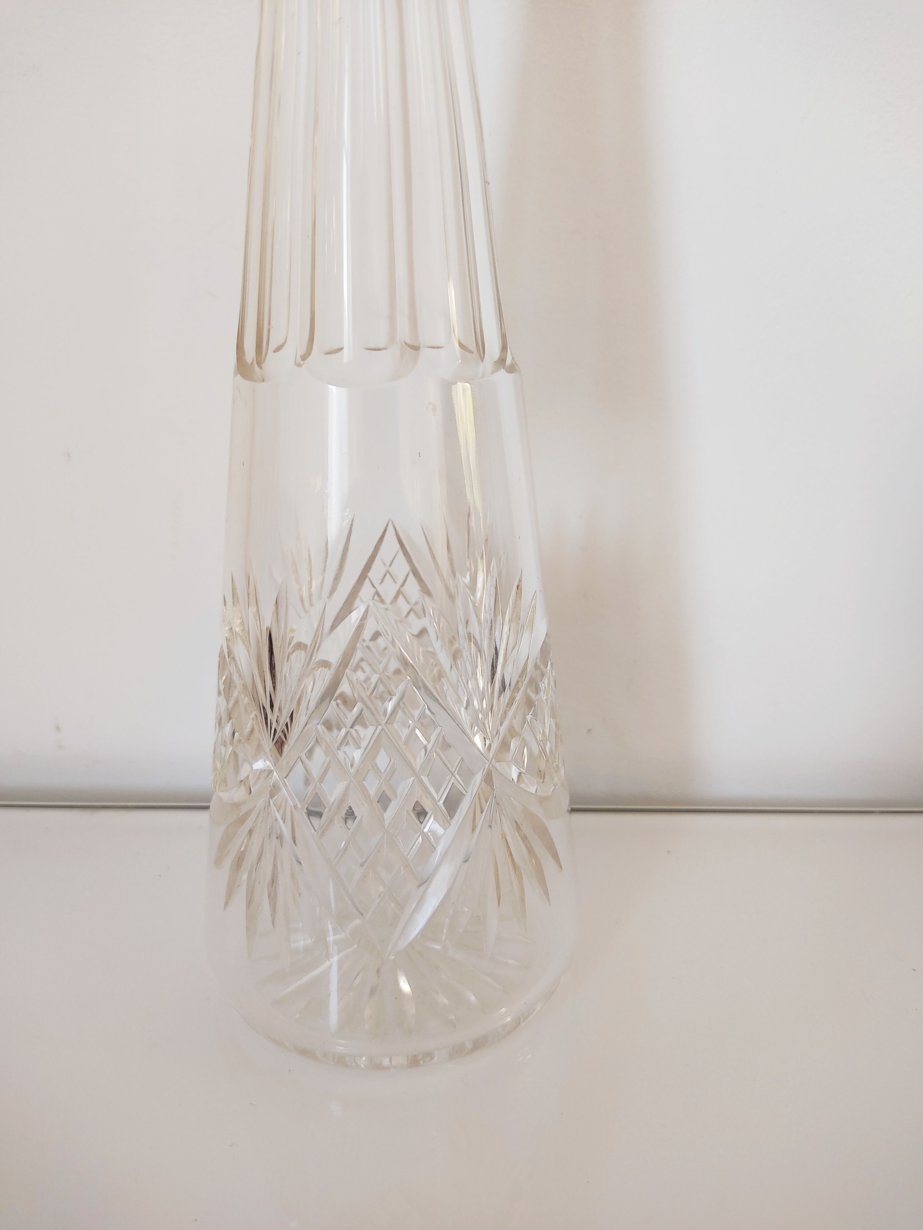 Carved glass decanter