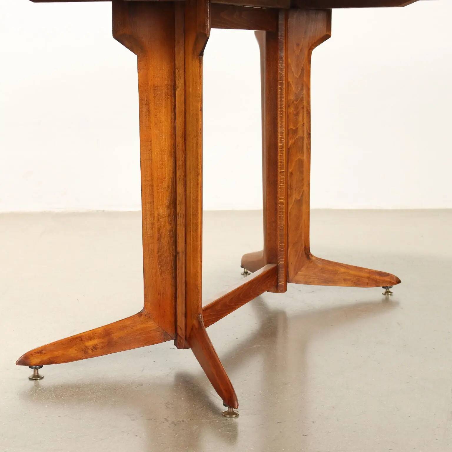 1960s vintage table in teak and beech, restored, Italy.