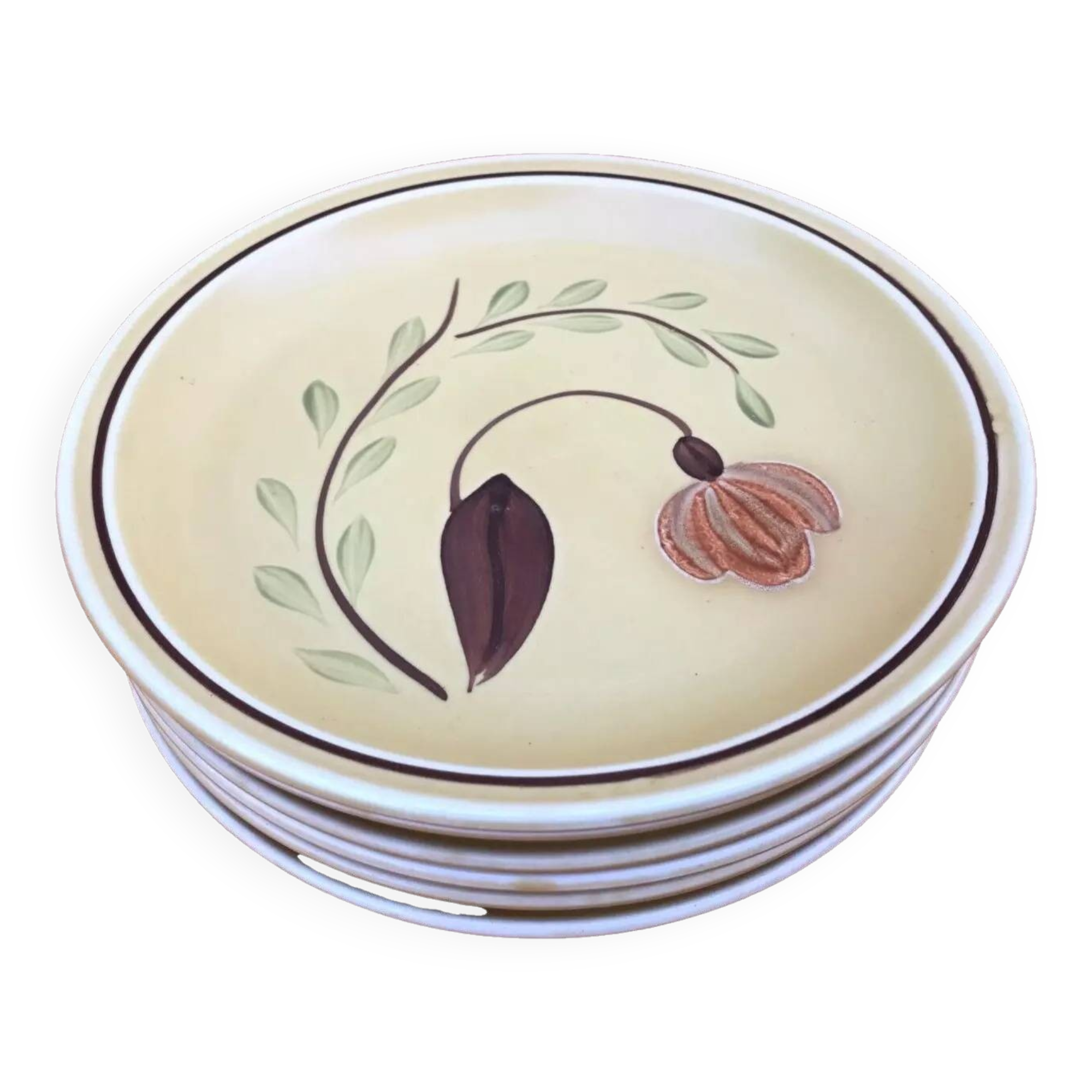 6 dessert plates Ateliers du Revernay France Matte stoneware