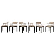 Mid Modern Ettore Sottsass Lodge Italian Black Metal and Wool Chairs, Set of Six