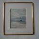 Painting by artist painter Le Mont Saint-Michel, golden frame, 90s, shade of gray