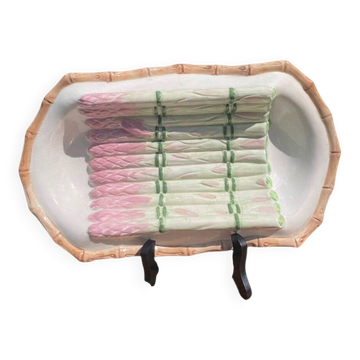 Vintage asparagus dish in majolica