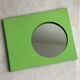 Vintage green metal wall mirror, rectangular, Mid Century decor