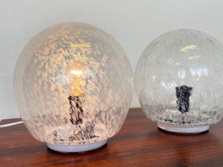 Pair of design mid century artglass Table Lamps, 1980s - Czechoslovakia
