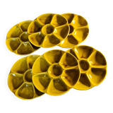 Set of six Gien oyster plates