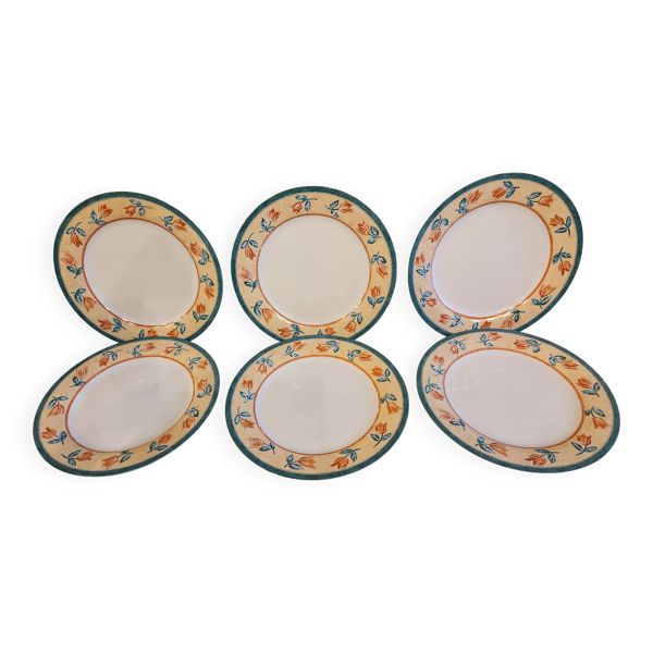 Lot de 6 assiettes plates vintage ''Gallery
