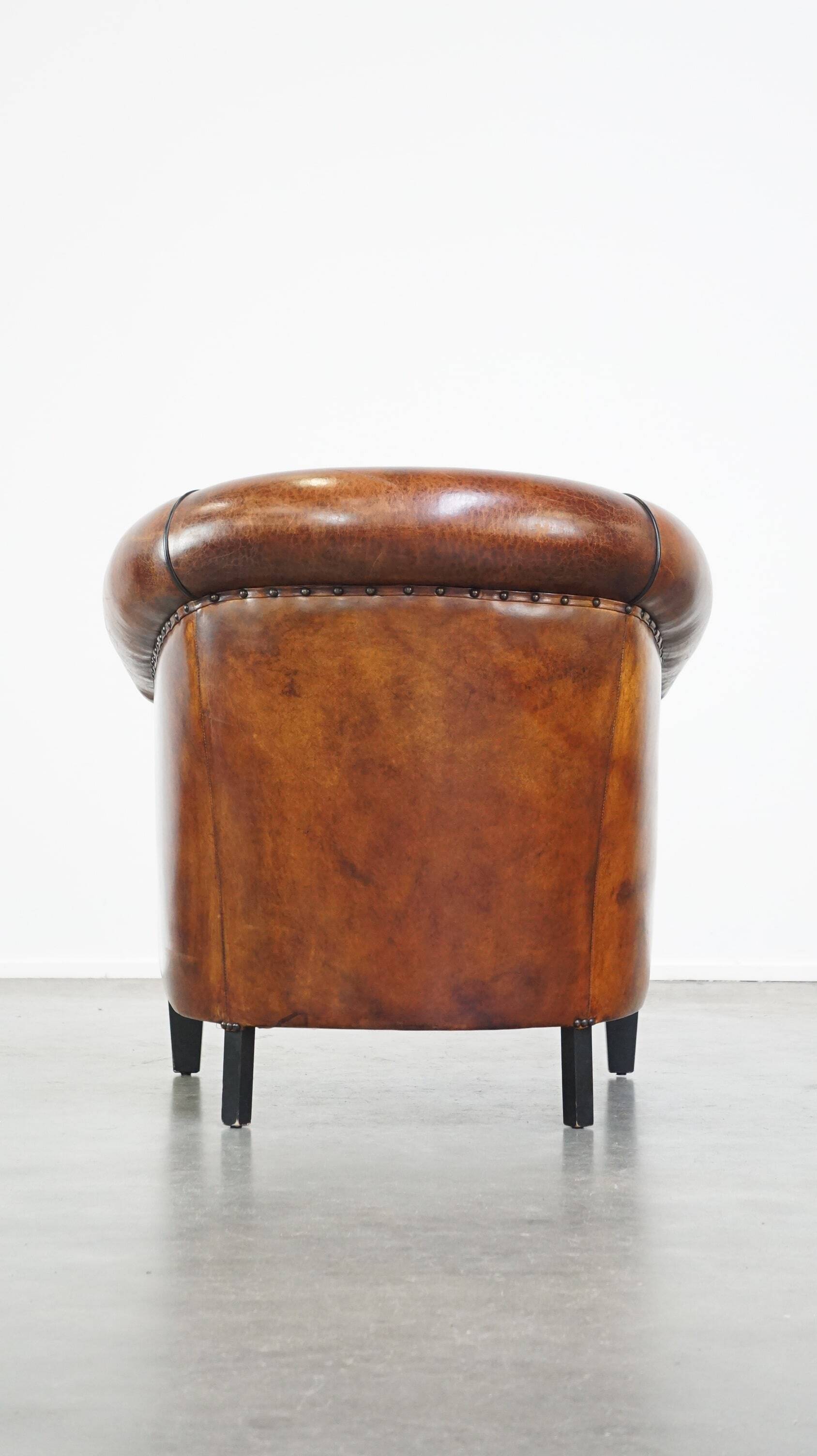Fauteuil club vintage en cuir de mouton