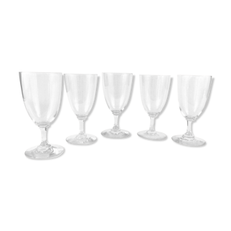 5 crystal water glasses of Baccarat XIXeme-XXeme