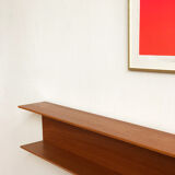 Wooden open wall shelf, 200cm, designed by Walter Wirz for Wilhelm Renz, Germany