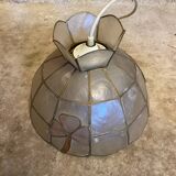 Antique Art Deco Style Pendant Light, Mother-of-Pearl & Brass, 1970s Vintage