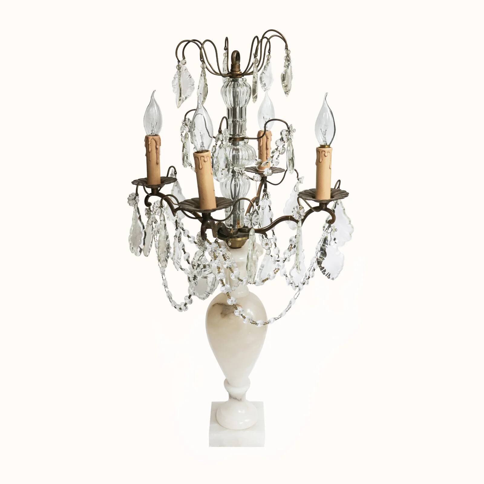 19th C Antique French crystal table lamp