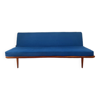 - Vintage blue Scandinavian bench sofa