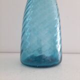 Tall twisted blue glass carafe