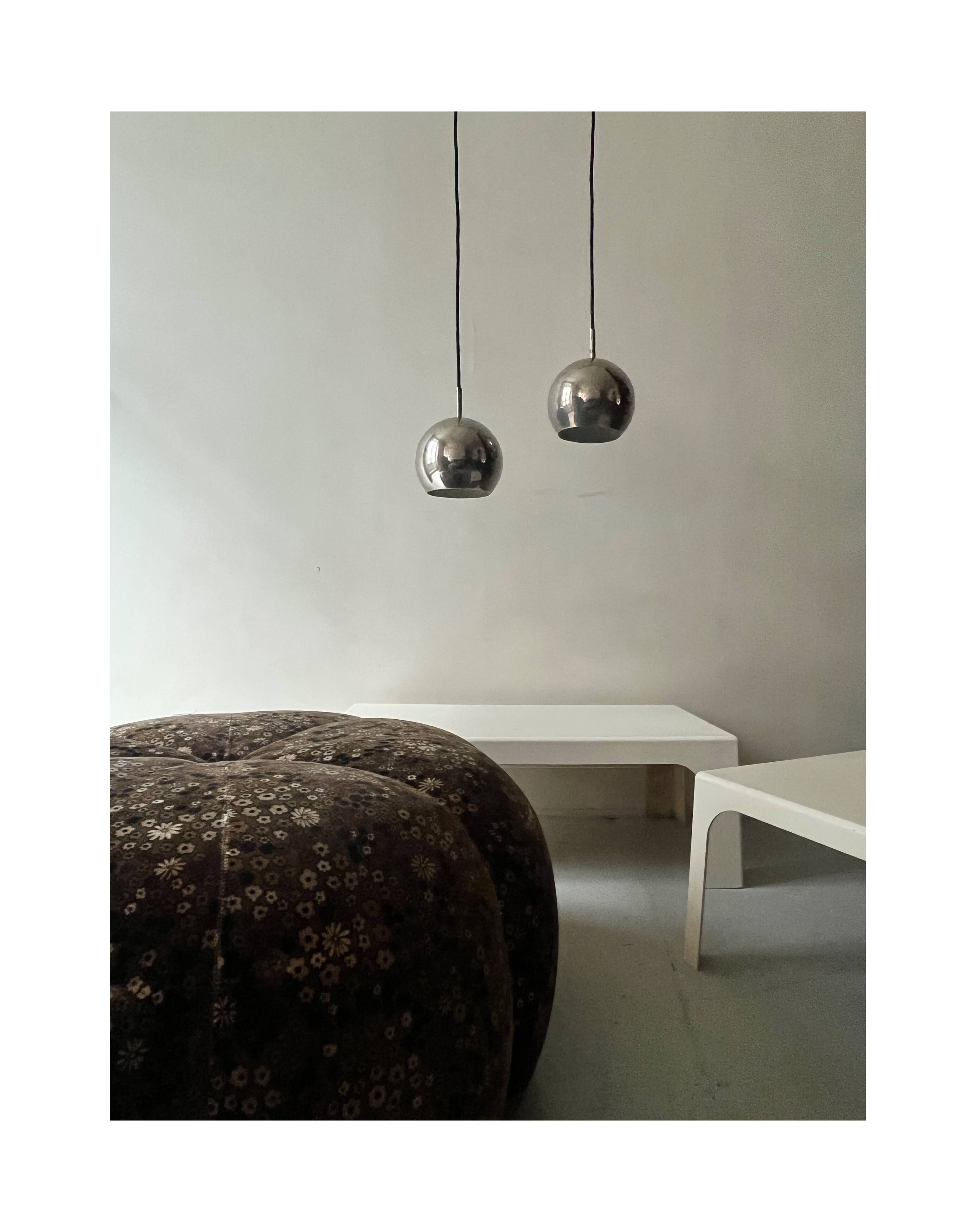 chrome eyeball space age pendant light, design 1970