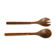Set of rosewood salad cutlery and striated sleeve