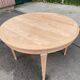 Round extendable dining table stripped in cherry wood Louis XVI René Trotel 1
