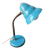 Lampe de bureau vintage française en métal laqué bleu – années 1970