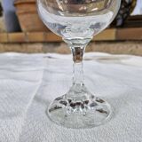 Vintage 10 Large Crystal Glasses - Engraved Logo - Cut Stem - Very Heavy