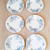 Set of 6 flat plates in Lunéville Earthenware / Colibri