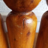 Set of 9 turned wooden pins