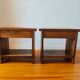 Pair of solid elm bedside tables, France 1970.