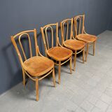 Set of 4 wooden bistro chairs with graceful seats