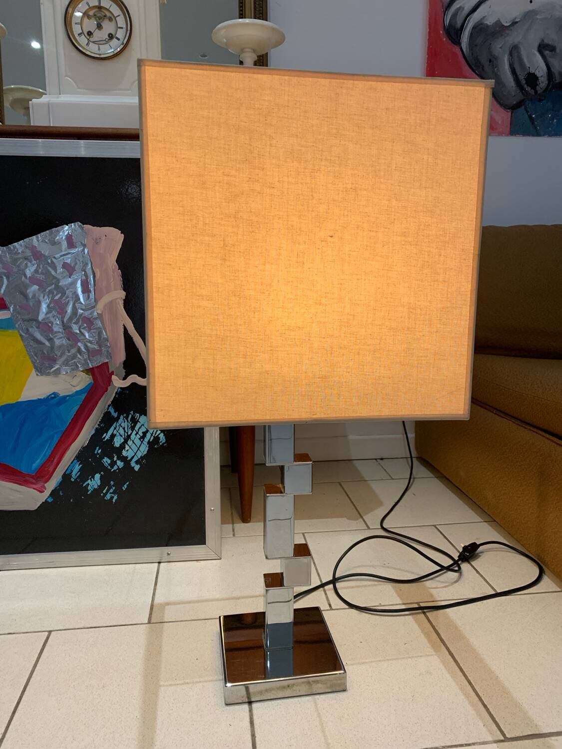 Vintage space age modernist chrome lamp circa 1970