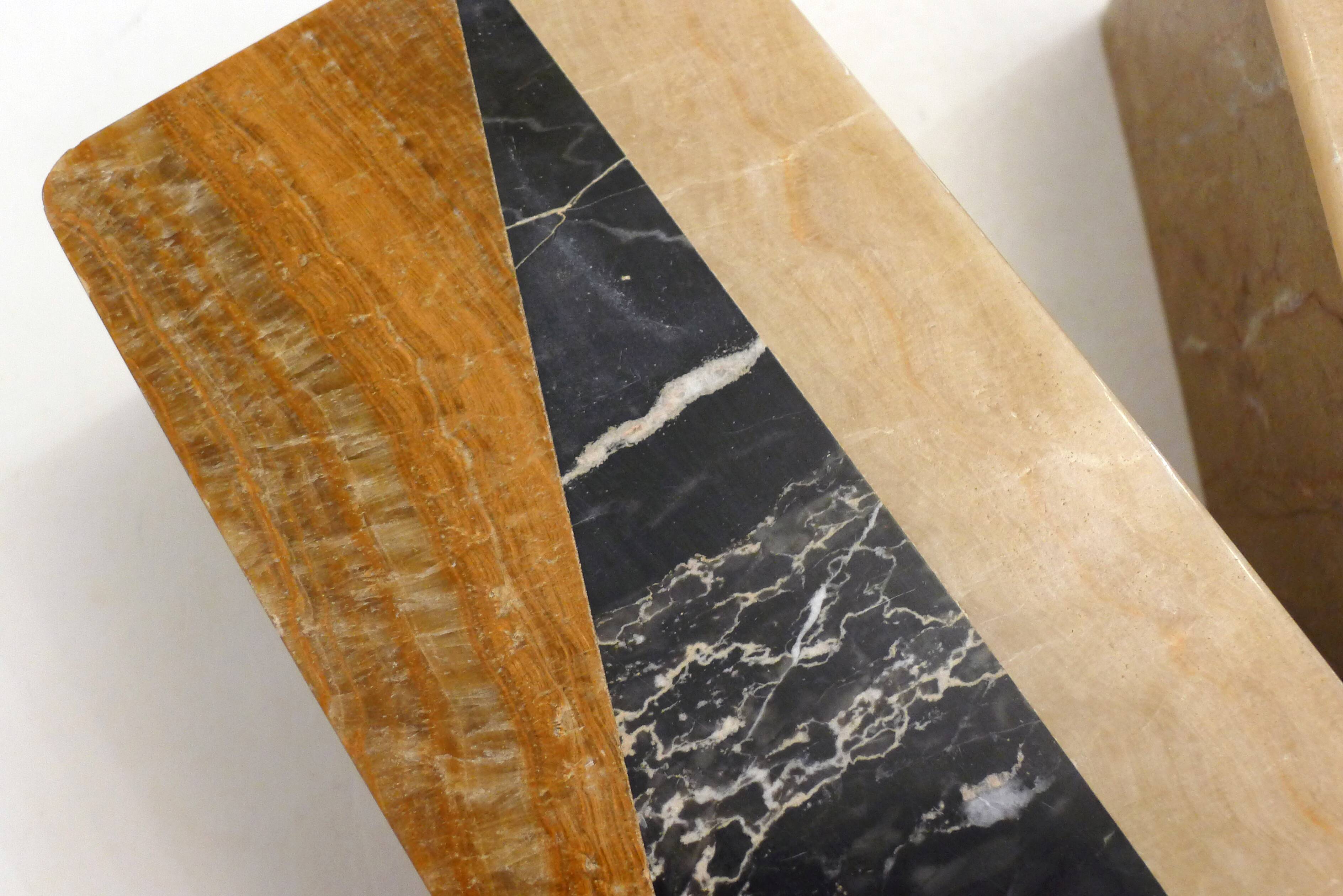 Art Deco bookends pair in marble and onyx.