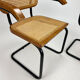 Set of 2 tubular black frame and cane cantilever dining chairs Breuer, italy, 1970s