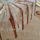 Ceiling lamp / wall lamp in molded glass two-tone square 70s