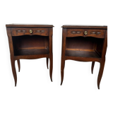 Pair of antique wooden bedside tables