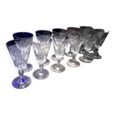 Suite de 11 verres a pied a vin rouge baccarat modele carcassonne
